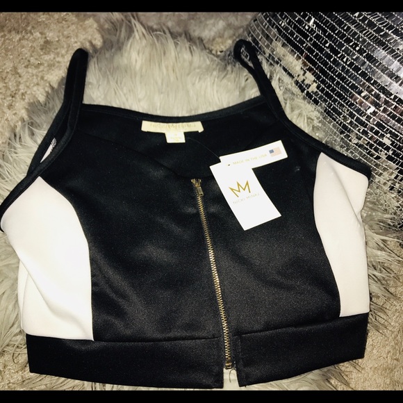 Nicki Minaj Black & White zippered Crop top ❤️ - Picture 1 of 2